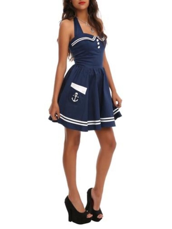 Hell Bunny Dresses & Skirts - Hell Bunny Navy White Sailor Mini Dress Women's Size S